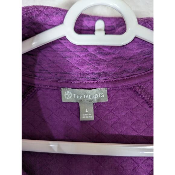 T by Talbots sweat  jacket SzLDiagonal quilted unlined Bust44" CB 27.5"EUC - Picture 2 of 12